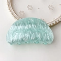 Mint green acetate hair claw clip with marble texture and shell finish for women - Aqua Blue Water Ripple Round Head