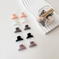 Dettaglio set di mini mollette per capelli opache colori Morandi con scatola trasparente - Stile Tonalità Calda Mezzaluna (Confezionato)