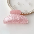 Elegant large pink acetate hair claw clip with marble texture for thick hair styling - Pink Water Ripple Square Head