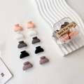Lot de 10 mini pinces à cheveux mates aux tons Morandi avec boîte de rangement - Style Ton Chaud Demi-Cercle Plein (En Boîte)