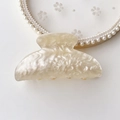 Creamy marble acetate hair claw clip with elegant swirl texture for women - Champagne Water Ripple Square Head