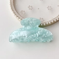 Mint green acetate hair claw clip with elegant marble pattern for women hairstyle - Aqua Blue Water Ripple Square Head