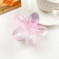 Matte frangipani flower hair claw clip in a translucent pink and purple gradient - Transparent Pink White