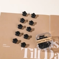Mini pinces à cheveux fleurs noires mates, lot de 10 pièces dans une boîte claire - Style Noir Fleur (En Boîte)