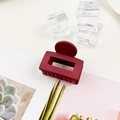 Dettaglio del fermaglio geometrico bordeaux opaco su uno sfondo estetico minimalista - Borgogna