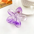 Romantic purple gradient flower hair claw clip with elegant resin petals and gold spring - Transparent Purple