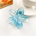 Frosted light blue frangipani flower hair claw clip with transparent resin finish - Transparent Blue