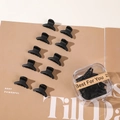Lot de mini pinces à cheveux noir mat avec boîte de rangement transparente et étiquette - Style Noir Croissant (En Boîte)