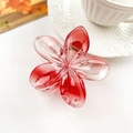 Elegant floral hair claw clip in gradient red and white transparent finish - Transparent Red