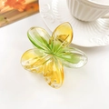Flower hair claw clip with yellow and green gradient petals for romantic styling - Transparent Yellow Green