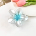 Frangipani hair claw clip with blue and white gradient finish for summer hair styling - Pearlescent Blue