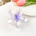 Frosted plumeria hair claw clip with purple gradient center and pearly white petals - Pearl Purple