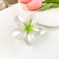 Pearlescent white frangipani hair claw clip with green gradient and high gloss finish - Pearlescent Green