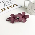 Close-up of matte plum purple double flower hair clip on a minimalist white background - Matte Double Flower - Mauve Purple