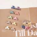 Lot de mini pinces à cheveux vagues macaron dans une boîte de rangement mate - Style Coréen Forme W (En Boîte)