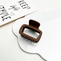Matte dark brown square hollow hair claw clip with geometric frosted finish for women - Matte Dark Coffee
