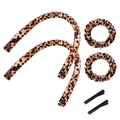 Leopard print heatless hair curler set with velvet rollers and matching scrunchies - 2 Short Curler Set Velvet Leopard