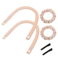 6-piece heatless hair curler set in champagne velvet with scrunchies and clips - Flannelette / Short / Beige