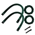 6-delige hittevrije krulset van donkergroen fluweel inclusief scrunchies en snavelklemmen - Flanellet / Korte Stijl / Smaragd