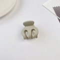Mini pince à cheveux en résine kaki mat pour queue de cheval et frange latérale - 5cm Pince Citrouille-Gris de Riz Mat