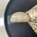 Macro view of a large iridescent acrylic hair claw clip with opal finish and rounded teeth - 8cm Round Head Claw Clip / Phantom Yellow
