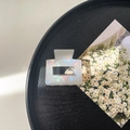 Macro detail of high-quality pearlescent acrylic hair claw clip with elegant gloss - 5cm Square Claw Clip / Iridescent Rice Beads