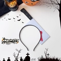 Detail of Halloween headband with felt cleaver and blood stains on white background - Cleaver Style