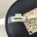 Detailed view of iridescent rectangular hair claw clip with pearlescent opal finish - 7.5cm Rectangle Claw Clip / Phantom Grey