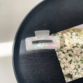 Close-up of a rectangular hollow hair claw clip with a pearlescent iridescent finish - 7.5cm Rectangle Claw Clip / Iridescent Rice Beads