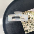 Close-up of translucent pearlescent acetate hair claw clip with colorful iridescent finish - 10.5cm Rectangle Claw Clip / Iridescent Rice Beads