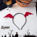 Diadema de Halloween con alas de murciélago rojas y luces de calabaza decorativas - Estilo Murciélago Rojo