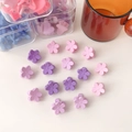 Primer plano de mini pinzas de flores para el pelo en colores macaron mate y tonos suaves - Estilo Flor Morada