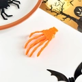 Barrette à cheveux main de squelette orange vif pour accessoire de fête d'Halloween - Style Orange