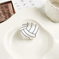 Primer plano de una pinza para el cabello de acrílico blanco con diseño de voleibol - 5cm / Voleibol Blanco