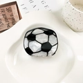 Pinza para el cabello de fútbol en blanco y negro con elegante acabado de mármol - 6cm / Fútbol Blanco y Negro