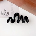 Glossy black wavy hair claw clip for elegant updo hairstyles in a minimalist desk setting - 11cm Wave / Glossy Black