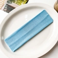 Detail of light blue ribbed knit headband with elastic texture on white ceramic tray - Sky Blue