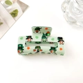 Detail van de St. Patrick's Day haarklem met groene kabouter- en klaverbladpatronen - 8.5 Vierkante Stijl / Groen mannetje