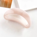 Detailed view of large crescent moon hair claw clip in translucent pink resin finish - Moon Style-Jelly Flesh Pink