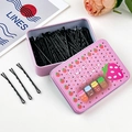 Set di forcine nere in una graziosa scatola di metallo rosa Sweet Strawberry per ragazze - 100 Ondulato - Fragola