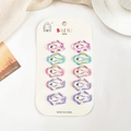 Détail de 10 barrettes colorées à carreaux pour filles sur une carte de présentation - Nuage