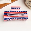 Detailed close-up of glossy American flag hair claw clip with star and stripe patterns - Stars Stripes Flag Clip - 8.5cm Square / Acrylic