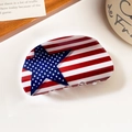 Acrylic hair claw clip with American flag pattern for women's patriotic hairstyles - Big Star Flag Semi-Circle Clip (8)