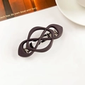 Detail of elegant dark brown geometric hollow hair clip on minimalist white background - Crisscross Spring Clip-Matte Dark Brown