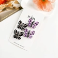 Lot de quatre barrettes papillon en résine translucide grise et violette avec détails de veines - Résine Mixte / Violet et Noir