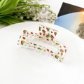Close-up of square acrylic hair claw with vibrant summer watermelon print on a plate - Fruit Watermelon (8.5cm Square)