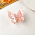 Pink translucent butterfly hair claw clip with crystal accents and 3D layered wings - Watermelon red