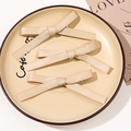 Three-piece champagne ribbon bow hair clips set with metal duckbill base for women - Combination Style / Khaki