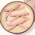Set of 3 pink ribbed ribbon bow hair clips with silver metal duckbill base - Combination Style / Pink