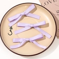 Three-piece set of lavender ribbon bow hair clips with silver metal duckbill base - Combination Style / Purple